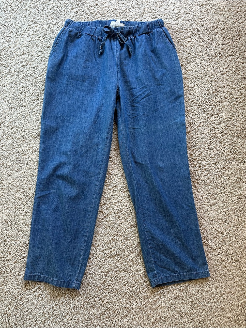 Woman Within Blue Straight-Leg Drawstring Pants